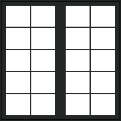 72x72 (71.5 x 71.5 inch) Black Aluminum French Window with Colonial Grids