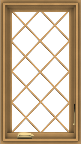 WDMA 18x32 (17.5 x 31.5 inch) Pine Wood Dark Grey Aluminum Crank out Casement Window  with Diamond Grills