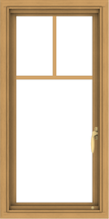 WDMA 18x36 (17.5 x 35.5 inch) Pine Wood Light Grey Aluminum Push out Casement Window with Fractional Grilles