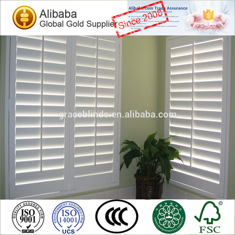 2.5 and 3.5 inches louver PVC or faux wood plantation window shutters with Z-frame on China WDMA