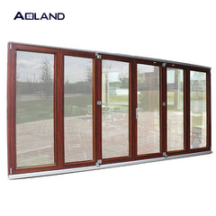 2019 latest aluminium tempered glass bi fold front door with wooden color on China WDMA