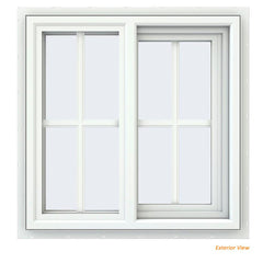 36x36 35.25x35.25 White Vinyl Sliding With Colonial Grids Grilles