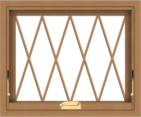 WDMA 24x20 (23.5 x 19.5 inch) Oak Wood Dark Brown Bronze Aluminum Crank out Awning Window without Grids with Diamond Grills