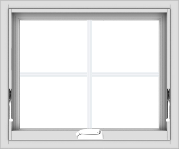 WDMA 24x20 (23.5 x 19.5 inch) White Vinyl uPVC Crank out Awning Window with Colonial Grids Interior