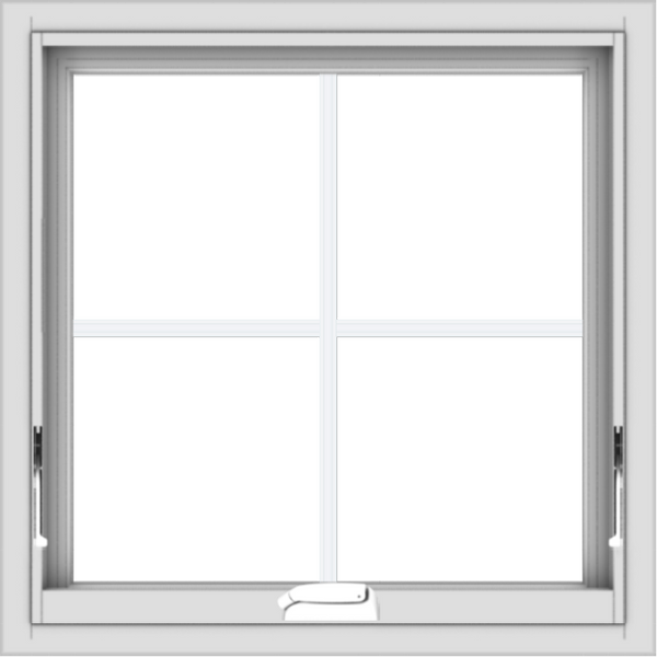 WDMA 24x24 (23.5 x 23.5 inch) White Vinyl uPVC Crank out Awning Window with Colonial Grids Interior