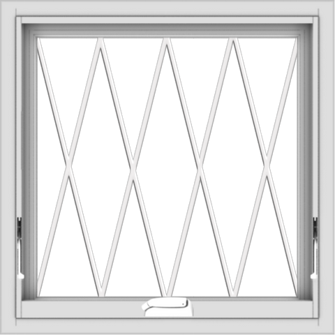 WDMA 24x24 (23.5 x 23.5 inch) White Vinyl uPVC Crank out Awning Window without Grids with Diamond Grills
