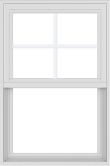WDMA 24x36 (23.5 x 35.5 inch) Vinyl uPVC White Single Hung Double Hung Window with Top Colonial Grids Exterior