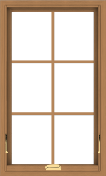 WDMA 24x40 (23.5 x 39.5 inch) Oak Wood Dark Brown Bronze Aluminum Crank out Awning Window with Colonial Grids Interior