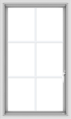 WDMA 24x40 (23.5 x 39.5 inch) Vinyl uPVC White Push out Casement Window with Colonial Grids