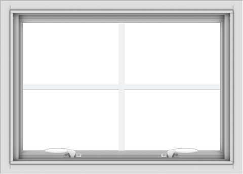 WDMA 28x20 (27.5 x 19.5 inch) White uPVC Vinyl Push out Awning Window with Colonial Grids Interior
