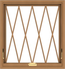 WDMA 28x30 (27.5 x 29.5 inch) Oak Wood Dark Brown Bronze Aluminum Crank out Awning Window without Grids with Diamond Grills