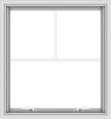WDMA 28x30 (27.5 x 29.5 inch) White uPVC Vinyl Push out Awning Window with Fractional Grilles