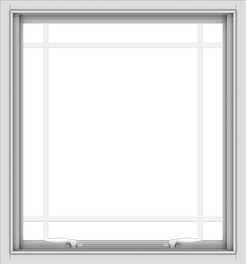 WDMA 28x30 (27.5 x 29.5 inch) White uPVC Vinyl Push out Awning Window with Prairie Grilles