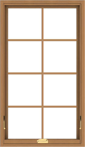 WDMA 28x48 (27.5 x 47.5 inch) Oak Wood Dark Brown Bronze Aluminum Crank out Awning Window with Colonial Grids Interior