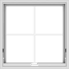 WDMA 30x30 (29.5 x 29.5 inch) White Vinyl uPVC Crank out Awning Window with Colonial Grids Interior