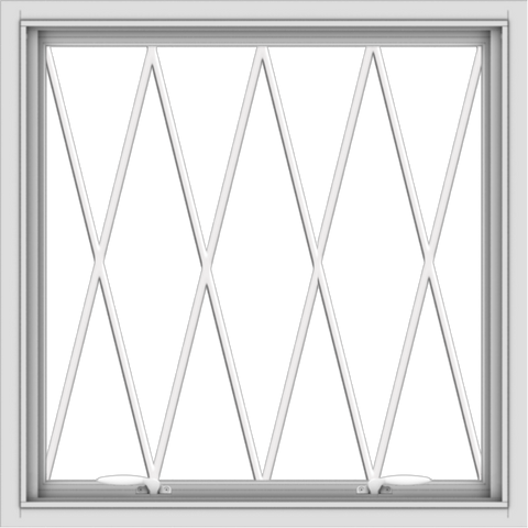 WDMA 30x30 (29.5 x 29.5 inch) White uPVC Vinyl Push out Awning Window without Grids with Diamond Grills