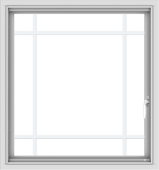WDMA 30x32 (29.5 x 31.5 inch) Vinyl uPVC White Push out Casement Window with Prairie Grilles