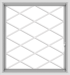 WDMA 30x32 (29.5 x 31.5 inch) Vinyl uPVC White Push out Casement Window  with Diamond Grills