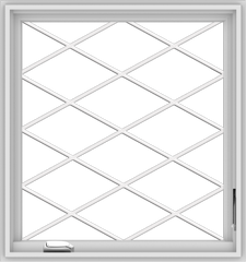 WDMA 30x32 (29.5 x 31.5 inch) White Vinyl uPVC Crank out Casement Window  with Diamond Grills
