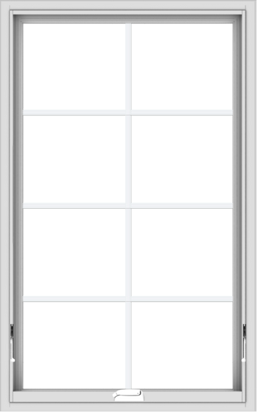 WDMA 30x48 (29.5 x 47.5 inch) White Vinyl uPVC Crank out Awning Window with Colonial Grids Interior