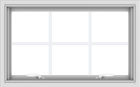 WDMA 32x20 (31.5 x 19.5 inch) White uPVC Vinyl Push out Awning Window with Colonial Grids Interior