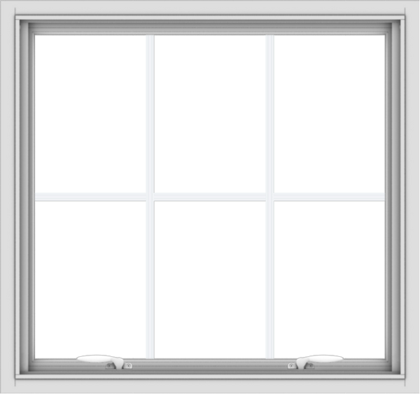 WDMA 32x30 (31.5 x 29.5 inch) White uPVC Vinyl Push out Awning Window with Colonial Grids Interior