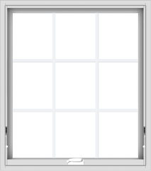 WDMA 32x36 (31.5 x 35.5 inch) White Vinyl uPVC Crank out Awning Window with Colonial Grids Interior