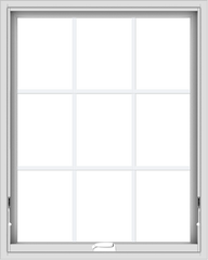 WDMA 32x40 (31.5 x 39.5 inch) White Vinyl uPVC Crank out Awning Window with Colonial Grids Interior