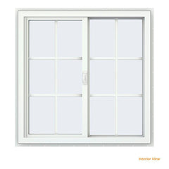 35x35 34.5x34.5 White Vinyl Sliding Window With Colonial Grids Grilles