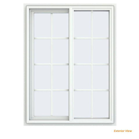 36x48 35.5x47.5 White Vinyl Sliding Window With Colonial Grids Grilles