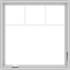 WDMA 34x34 (33.5 x 33.5 inch) White Vinyl UPVC Crank out Casement Window with Fractional Grilles