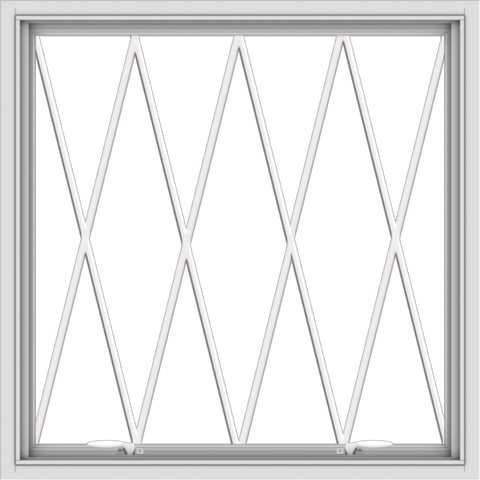 WDMA 34x34 (33.5 x 33.5 inch) White uPVC Vinyl Push out Awning Window without Grids with Diamond Grills