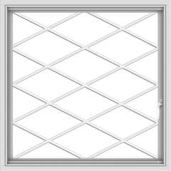 WDMA 34x34 (33.5 x 33.5 inch) White uPVC Vinyl Push out Casement Window without Grids with Diamond Grills