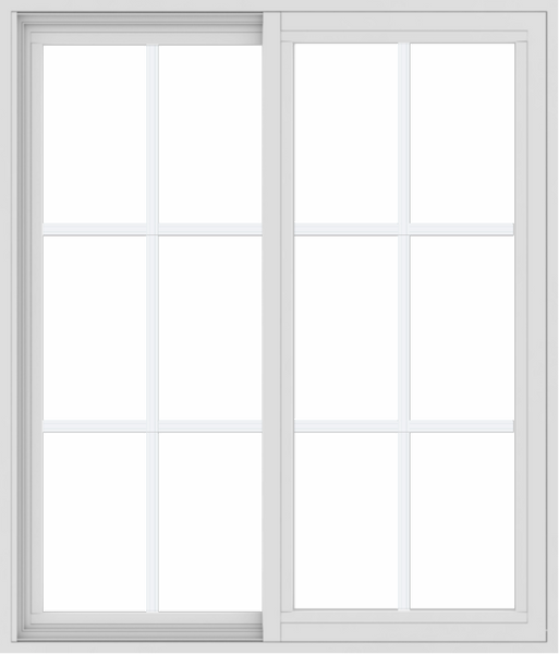 WDMA 36x42 (35.5 x 41.5 inch) Vinyl uPVC White Slide Window with Colonial Grids Exterior