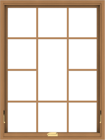 WDMA 36x48 (35.5 x 47.5 inch) Oak Wood Dark Brown Bronze Aluminum Crank out Awning Window without Grids with Victorian Grills