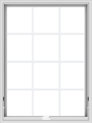 WDMA 36x48 (35.5 x 47.5 inch) White Vinyl uPVC Crank out Awning Window with Colonial Grids Interior