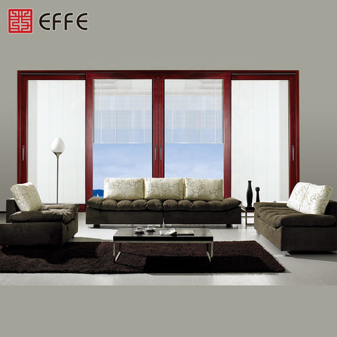 4 panel thermal break alu flush high quality sliding glass door with built-in blinds on China WDMA