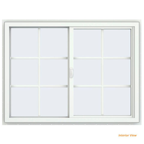 48x48 47.5x47.5 White Vinyl Sliding Window With Colonial Grids Grilles