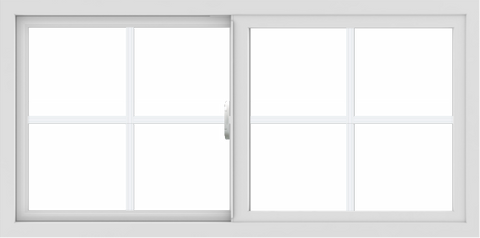 WDMA 48x24 (47.5 x 23.5 inch) Vinyl uPVC White Slide Window with Colonial Grids Exterior