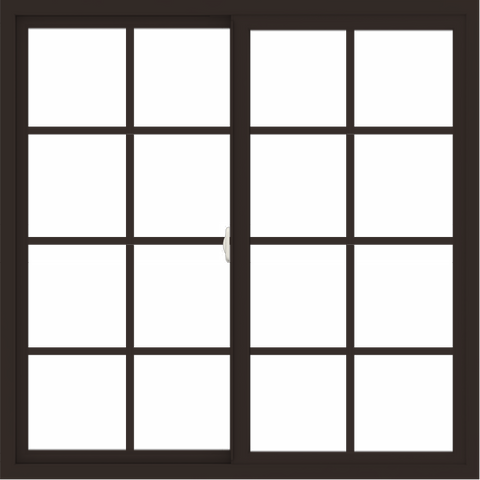 WDMA 48x48 (47.5 x 47.5 inch) Vinyl uPVC Dark Brown Slide Window with Colonial Grids Exterior