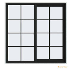 48x48 Vinyl Sliding Window Black With Colonial Grids Grilles