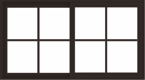 WDMA 54x30 (53.5 x 29.5 inch) Vinyl uPVC Dark Brown Slide Window with Colonial Grids Exterior