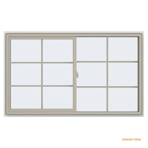 60x36 59.5x35.5 Bronze Vinyl Sliding Window With Colonial Grids Grilles