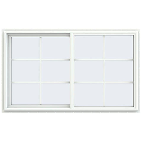 60x36 59.5x35.5 White Vinyl Sliding Window With Colonial Grids Grilles