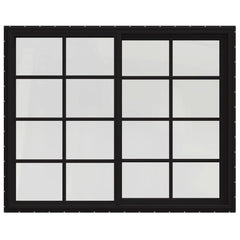 60x48 59.5x47.5 Black Vinyl Sliding Window With Colonial Grids Grilles