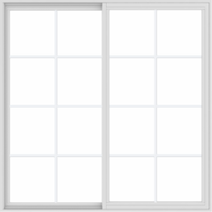 WDMA 60x60 (59.5 x 59.5 inch) Vinyl uPVC White Slide Window with Colonial Grids Exterior