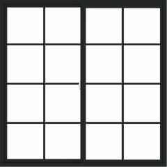 WDMA 66x66 (65.5 x 65.5 inch) Vinyl uPVC Black Slide Window with Colonial Grids Exterior