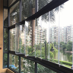 Aluminium Accordion Sliding Bi Fold Balcony Glazing Folding Invisible Frameless Double Glass Window With Thermal Break on China WDMA