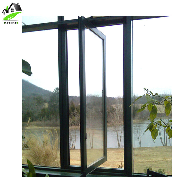 Aluminium Frame Vertical Pivot Window with Tempered Glass on China WDMA