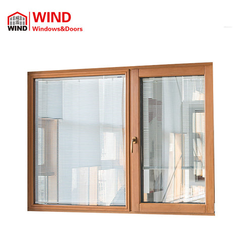 Aluminum Wood Inward Opening Casement Windows with Built in Blinds